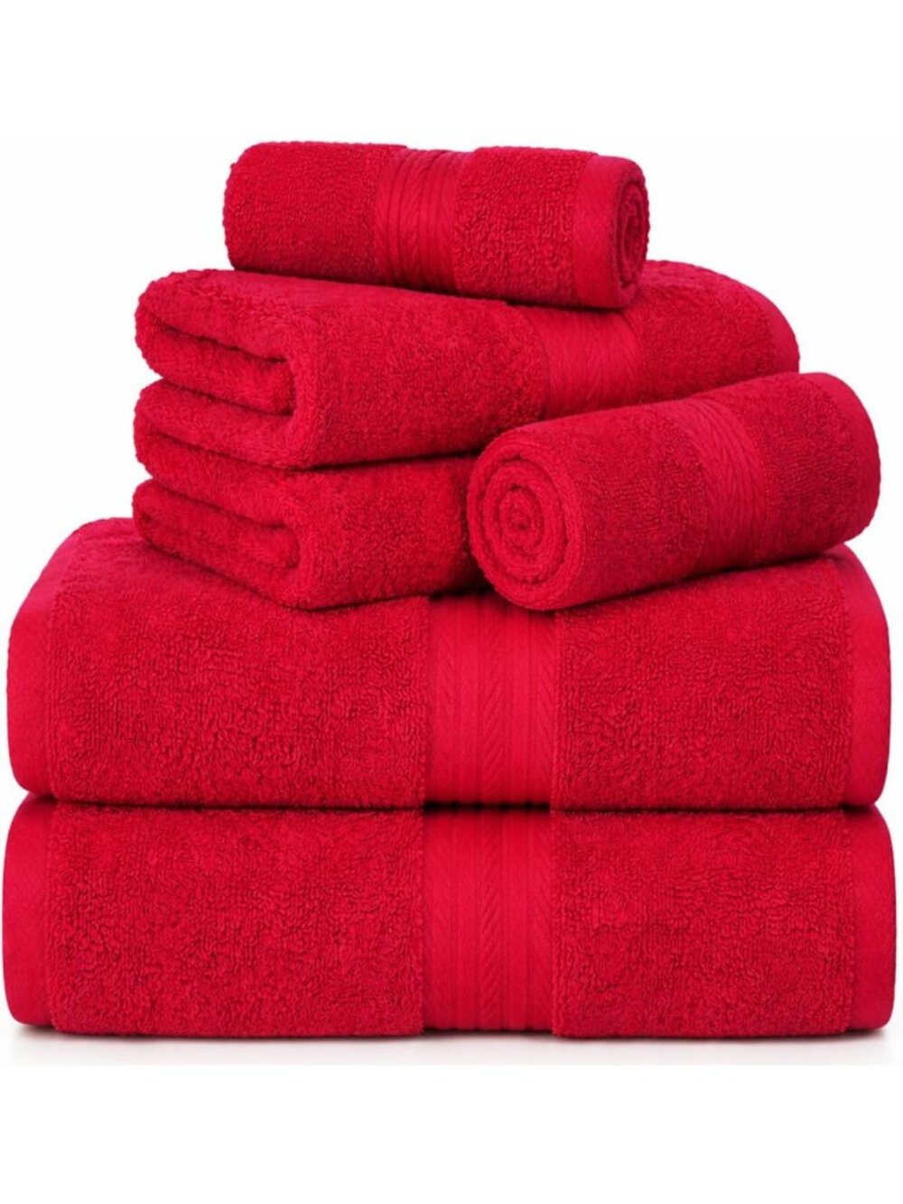 Soft & Absorbent 100% Cotton Towel Set, 600 GSM - 6 Piece Bath & Hand Towels